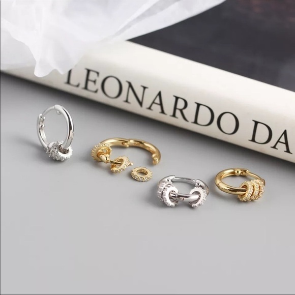 𝅺NEW 925 Sterling Silver Small Circle Rhinestone Earrings ‼️Restocked ‼️ - Picture 9 of 16